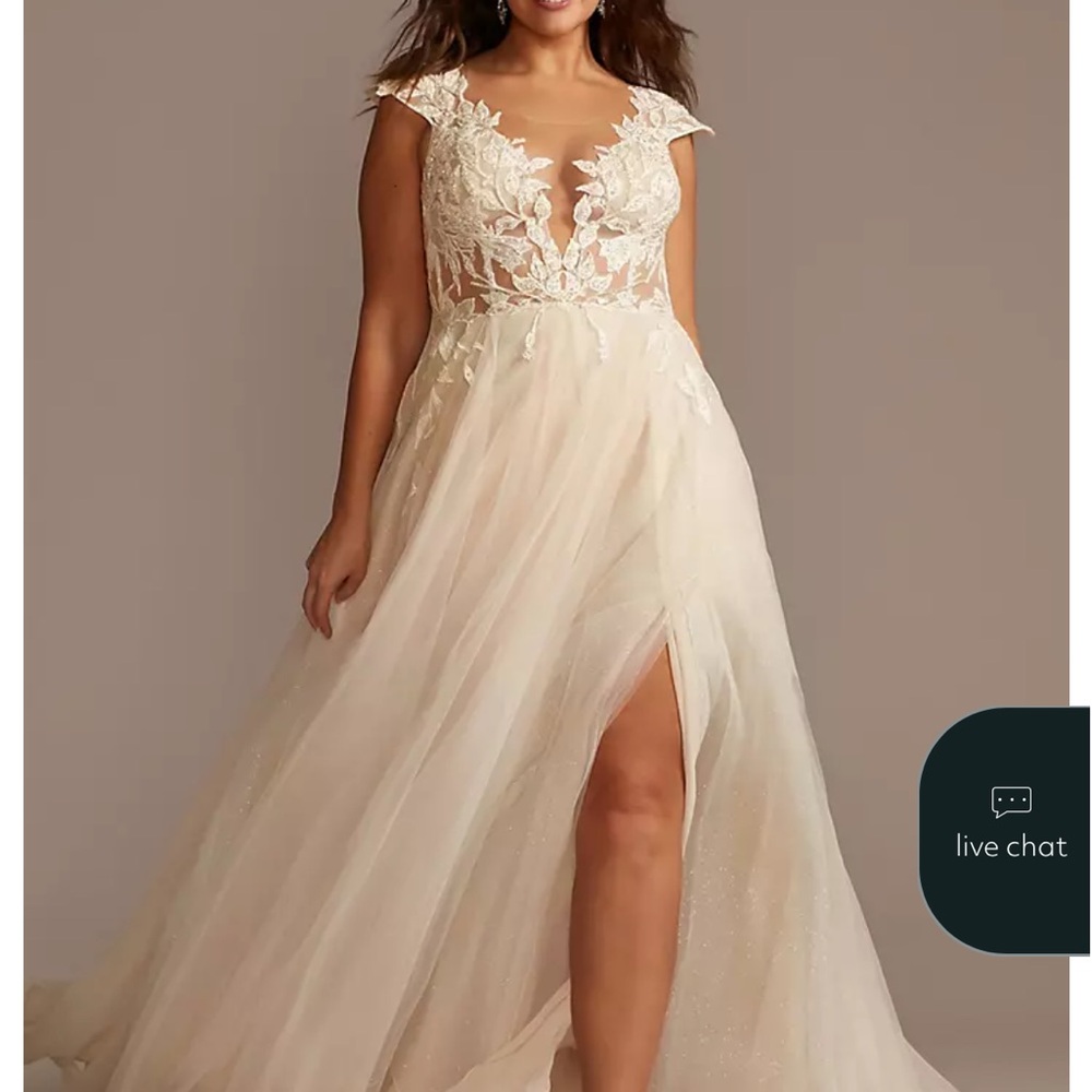 David's Bridal Cream Lace Wedding Dress